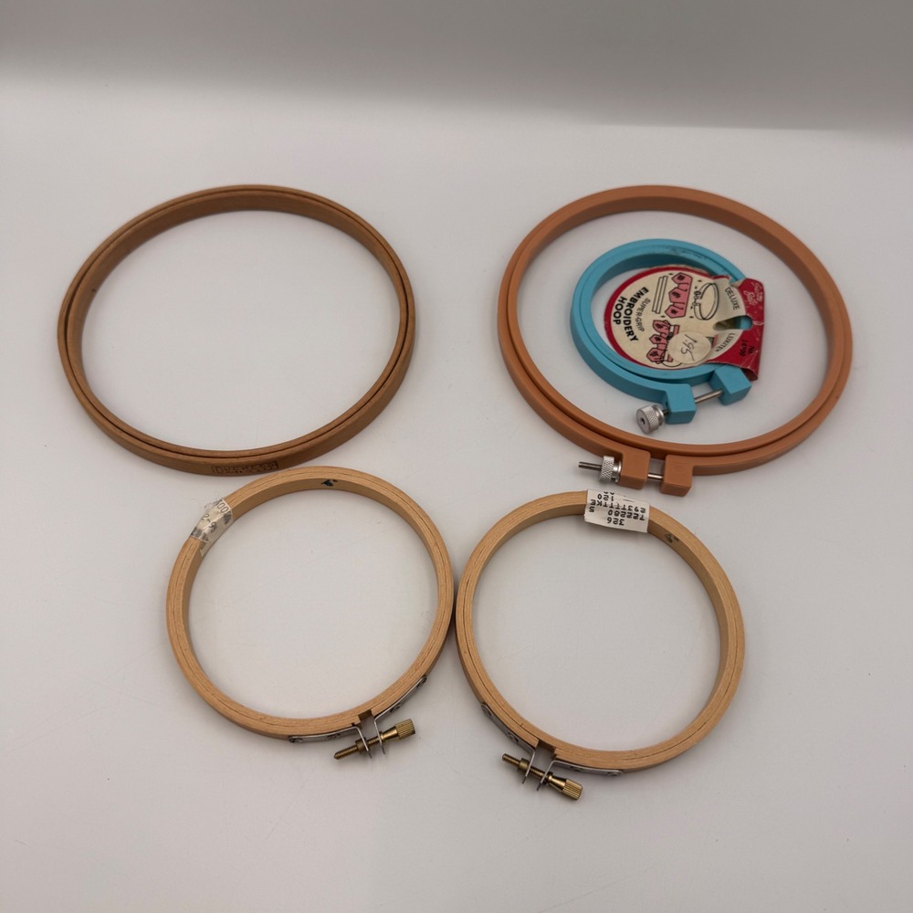 Mixed Embroidery Hoops Lot of 5 Duchess Bates Super-Grip 3-6.5 Inch Round